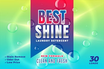 Best shine detergent packaging design Free Vector