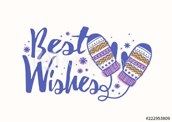 Best Wishes holiday lettering handwritten with cursive decorative calligraphic font