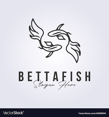 betta fish asian fish logo design