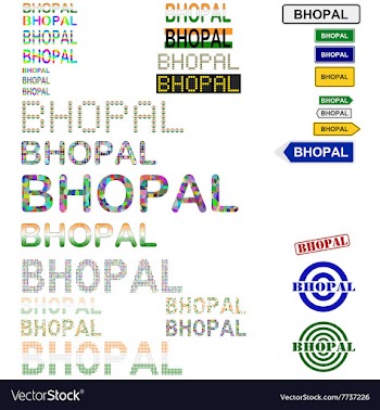 Bhopal text design set vector image