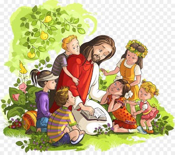 Bible Child Illustration - Vector Jesus read the Bible and Children 