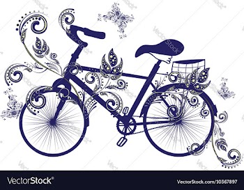 Bicycle and Floral Ornament3 vector image