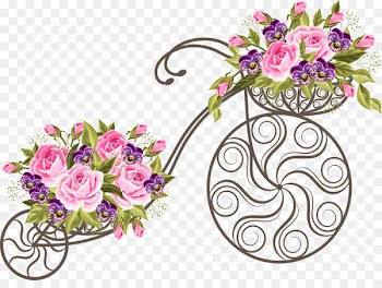 Bicycle basket Flower Stock photography - Pink roses retro bike 