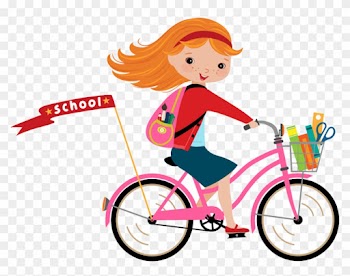Bicycle Cartoon Clip Art - Cartoon Girl Riding Her Bike