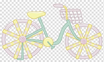 Bicycle, Colored cartoon bike transparent background PNG clipart