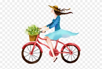 Bicycle Cycling Illustration - Girl On Bike Illustration