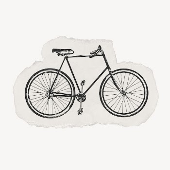 Bicycle drawing, ripped paper collage | Free PSD Illustration - rawpixel