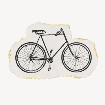 Bicycle ephemera drawing, torn paper, | Free Photo Illustration - rawpixel