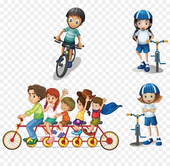 Bicycle Family Cycling Illustration - Cycling the kids vector 