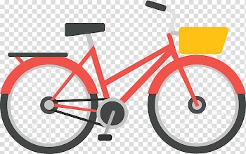 Bicycle frame Shimano Derailleur gears Crankset, Lively red bike hand painted transparent background PNG clipart