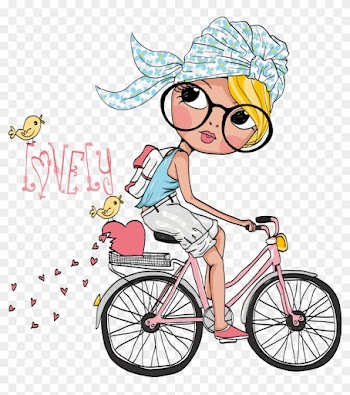 Bicycle Girl Clip Art - Girl With Bicycle Cartoon
