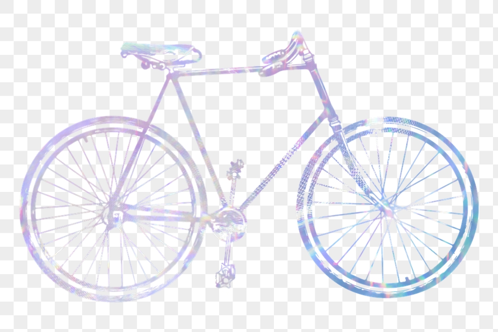 Bicycle png sticker, aesthetic holographic | Free PNG Illustration - rawpixel