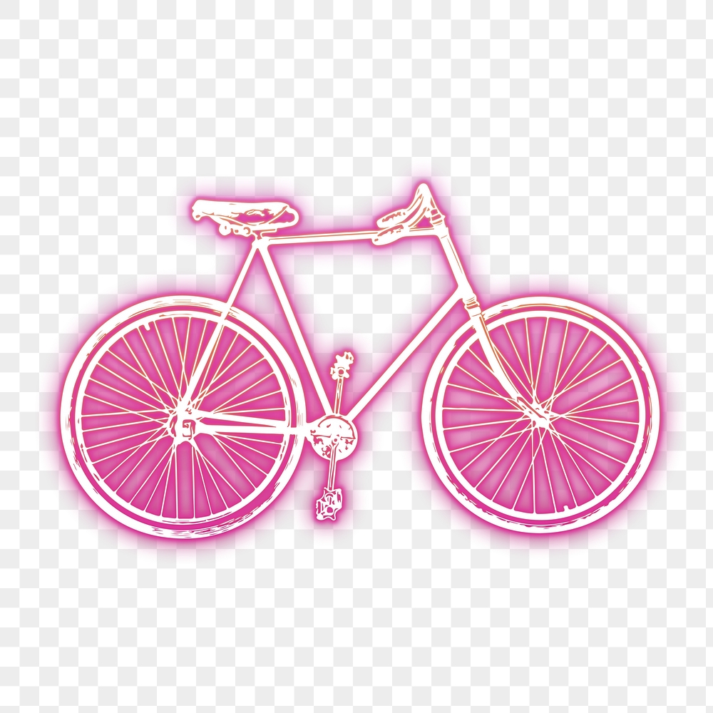 Bicycle png sticker, pink neon | Free PNG - rawpixel