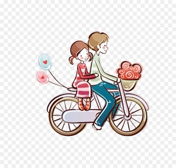 Bicycle Valentines Day - Tanabata couple cartoon poster 