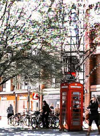 Bicycles Parked Near Telephone Booth