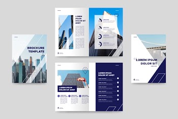 Bifold business brochure template Free Vector