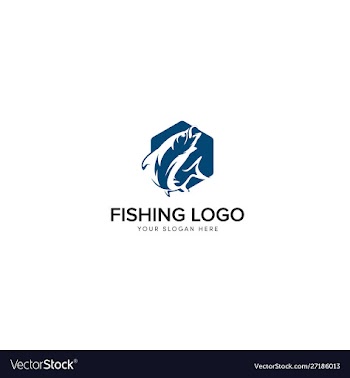 Big bass fishing logo with hexagon and negative vector image
