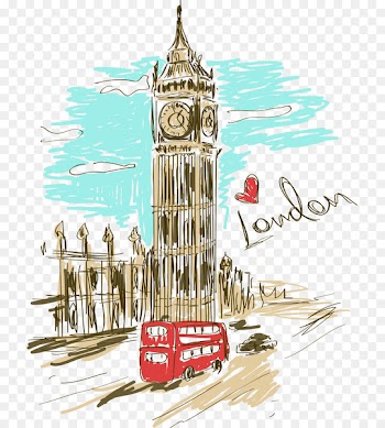 Big Ben Paris Clock tower - Vector painted London, Big Ben 