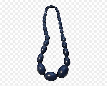 Big Bold 60's Navy Blue Graduated Bead Necklace, Vintage - Bead