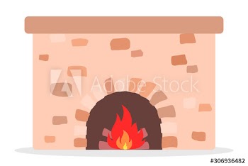 Big brick fireplace