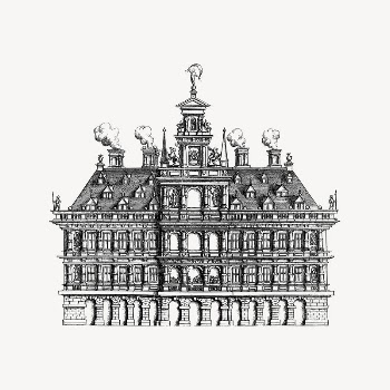 Big building collage element, drawing | Free Vector Illustration - rawpixel