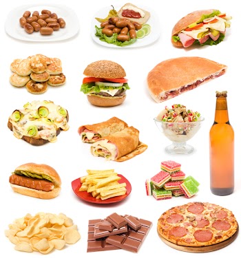 Big collection of junk food