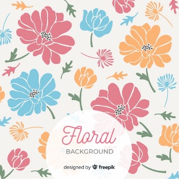 Big coloured flowers with cute petals background Free Vector