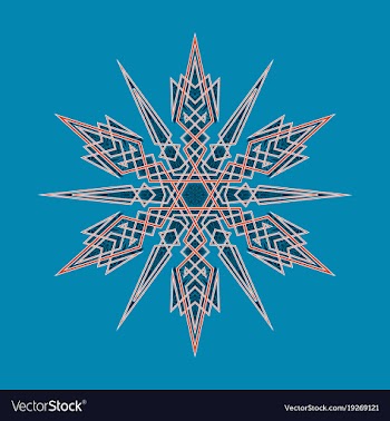 Big crystal snowflake in flat style on vector image