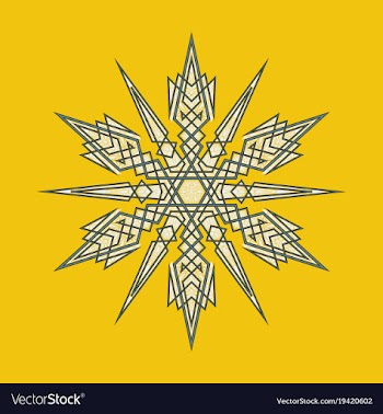 Big crystal snowflake in flat style on vector image