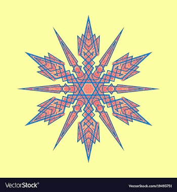 Big crystal snowflake in flat style on vector image