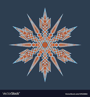 Big crystal snowflake in flat style on vector image