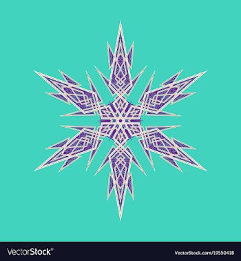 Big crystal snowflake in flat style on vector image