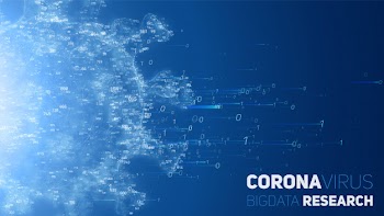 Big data research of coronavirus disease. 3d  illustration of virus and data cloud. futuristic virology analysis of sars. pathogen exploraion concept. Free Vector