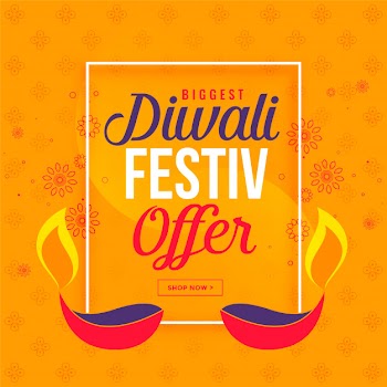 Big diwali sale and offer background with diya Free Vector