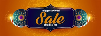 Big diwali sale banner with crackers decoration Free Vector