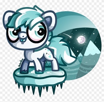 Big Eyes, Black, Blue, Blue Eyes, Blue Hair, Blue Mane, - Cartoon