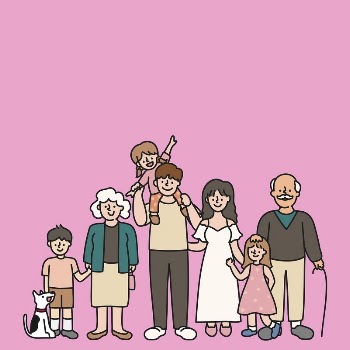 Big family illustration, pink background | Free Photo - rawpixel