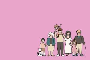 Big family illustration, pink background | Free Vector - rawpixel
