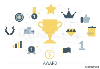 Big golden trophy cup as metaphor of award