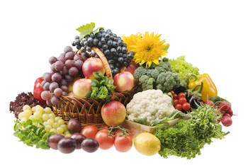 Big group of vegetable and fruit food objects over white background
