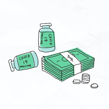 Big pharma covid 19 vaccine psd doodle illustration