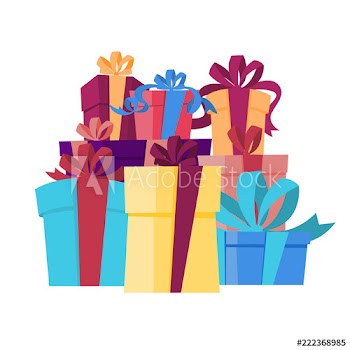 Big pile of gift boxes with ribbon