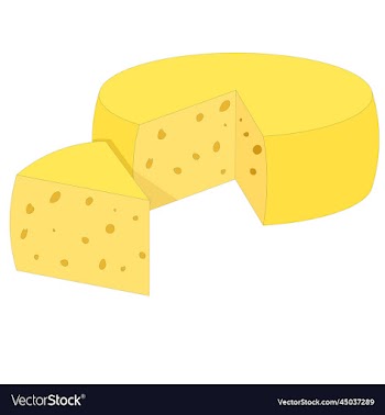 big ripe circle of cheese with triangle piece