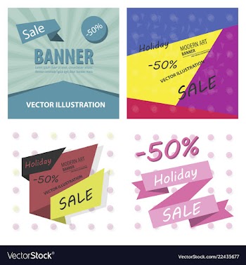 Big sale banner with ribbon vector image