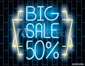 big sale lettering neon label