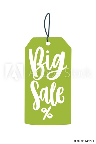 Big sale price tag flat vector illustration