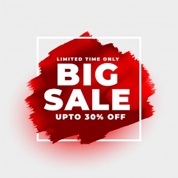 Big sale red watercolor style background template Free Vector