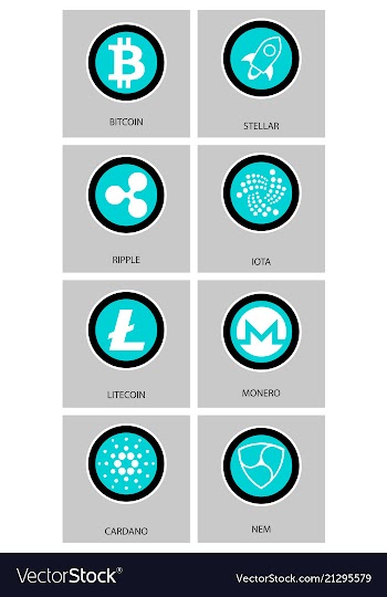 Big set of crypto currency logo coins lumens vector image