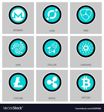 Big set of crypto currency logo coins lumens vector image