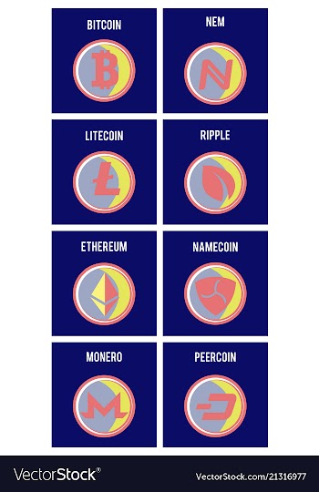 Big set of crypto currency logo coins lumens vector image